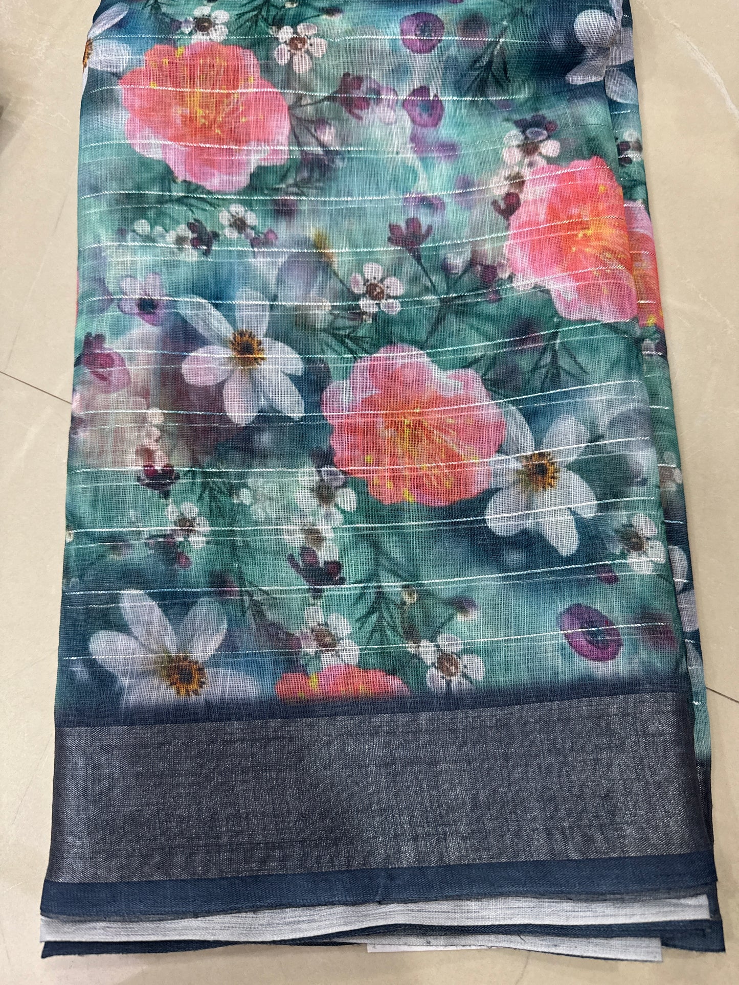 Lenin Cotton with self Blouse