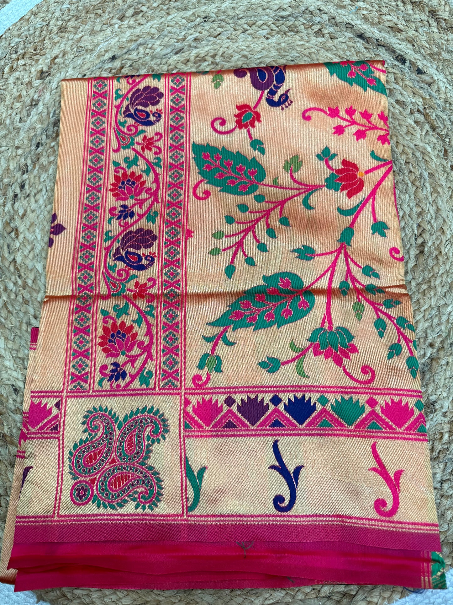 Pure Paithani Silk Saree with All-Over Paithani Weaving