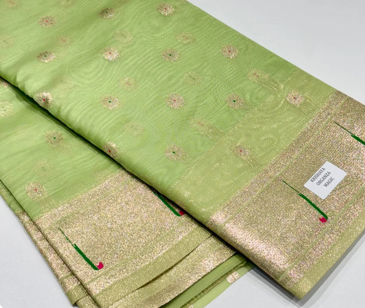 Designer Tissue Organza Paithani Saree