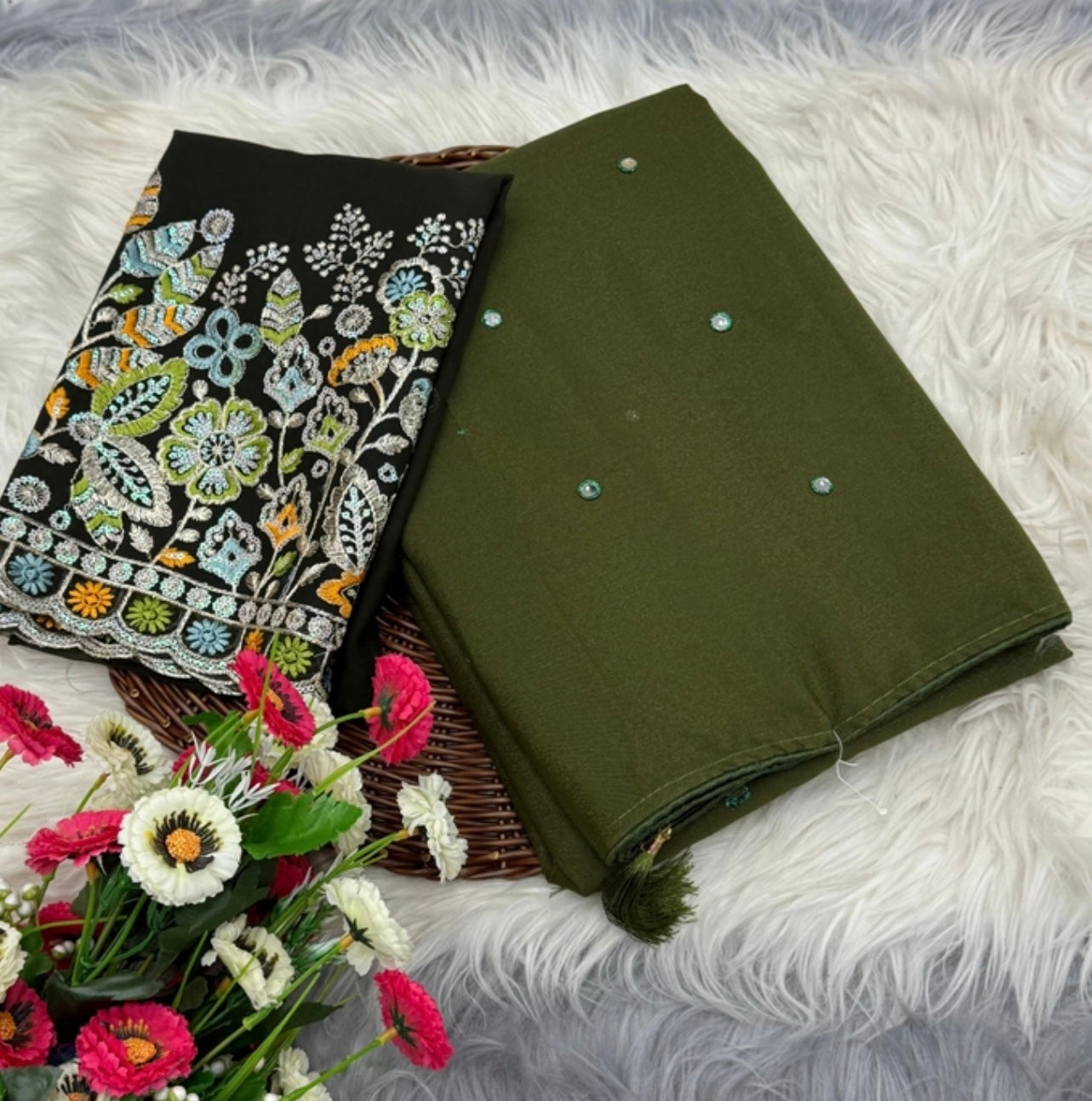 Georgette Saree with Mirror Work