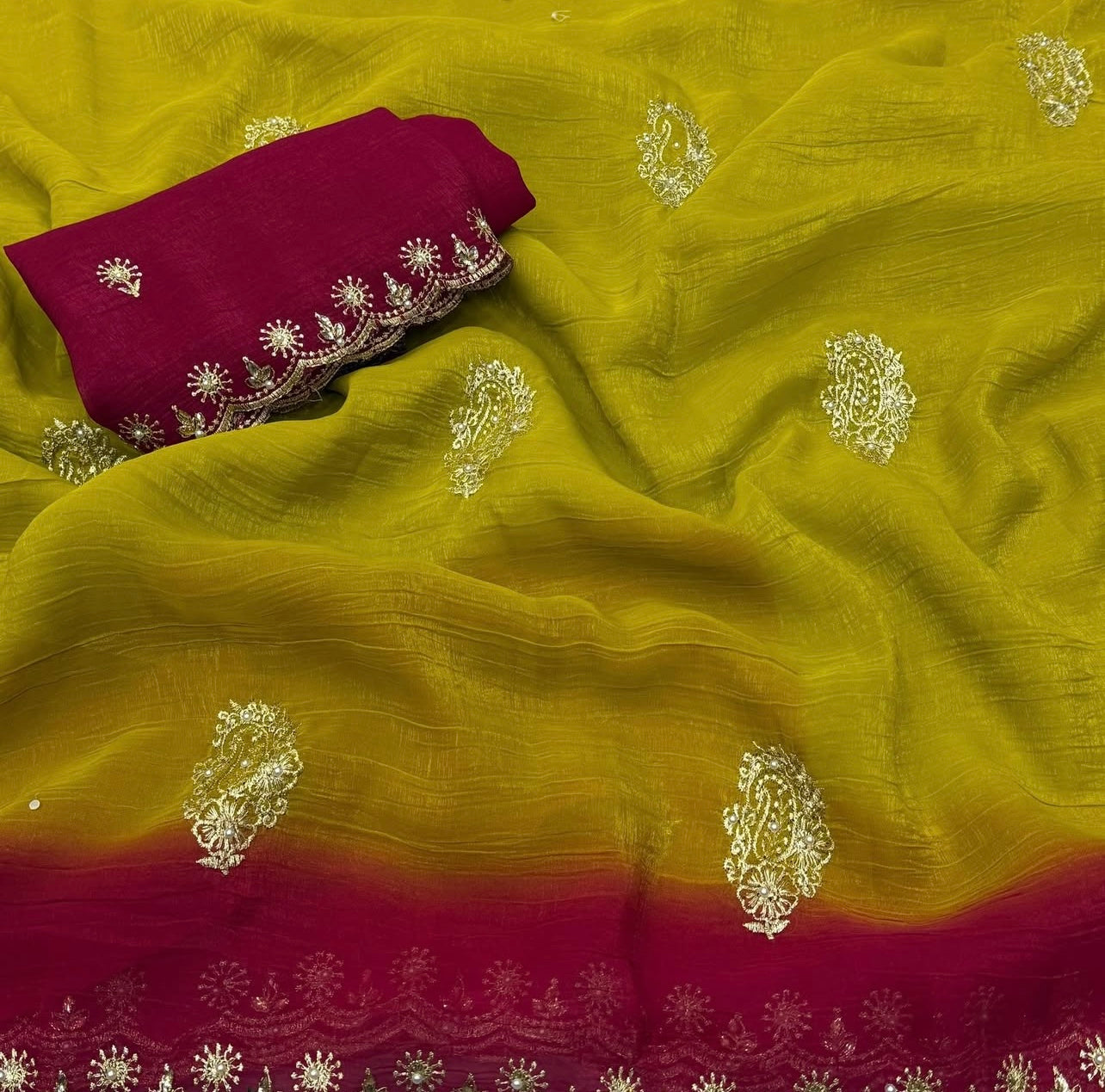 Crunchy Pedding Silk Saree