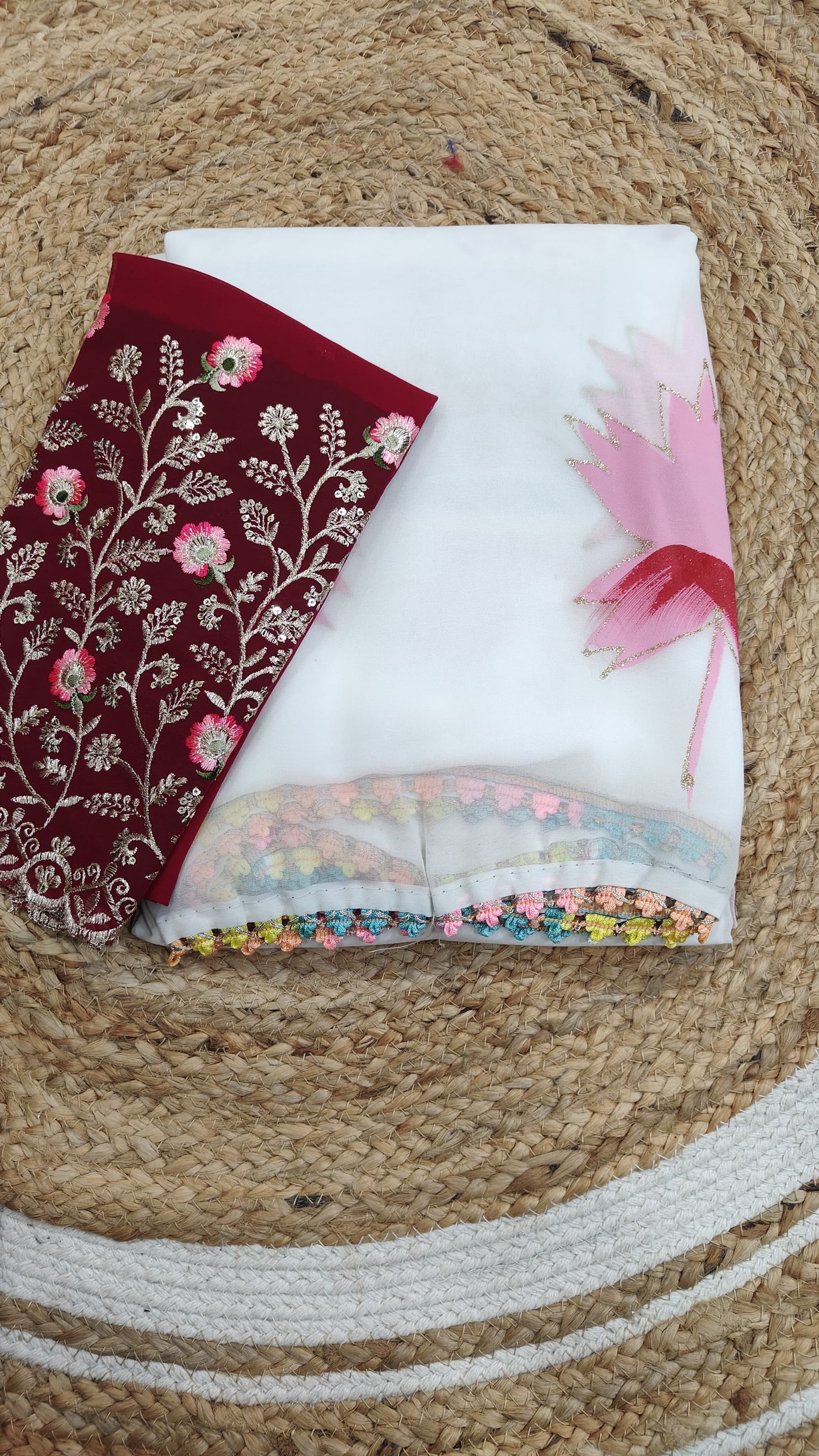 Soft & Stunning – Soft Georgette Saree with Hand-Painted Design