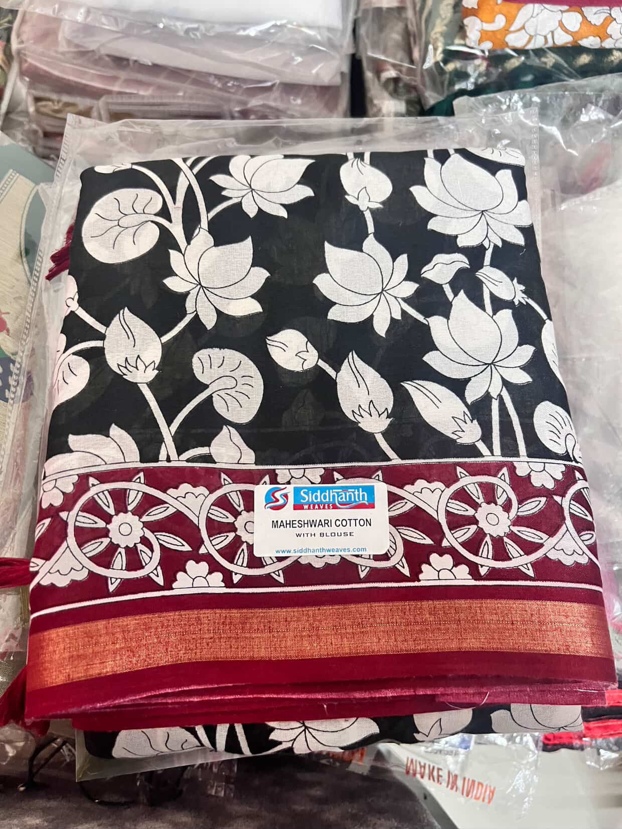 Maheshwari Cotton with Kalamkari Design Saree