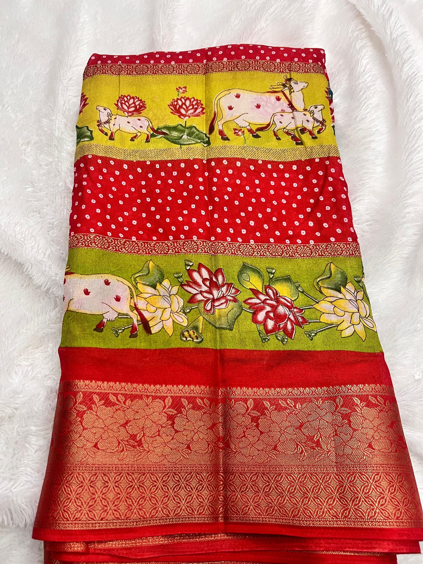 Multi Colored Mysore Crape Silk