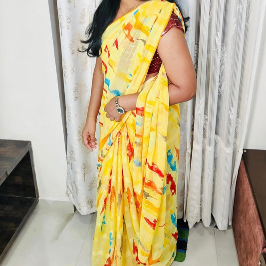 Georgette Multi colored saree