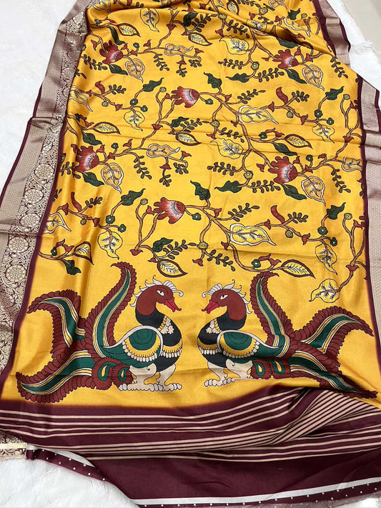 Dola Silk with Pichwai Kalamkari Print