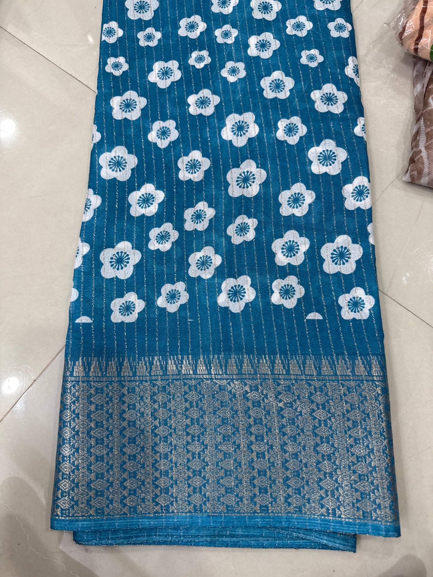Chanderi Cotton With zari border weaving