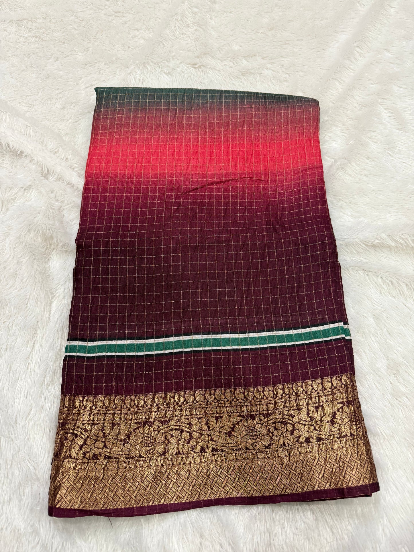 Rainbow Dola Silk Crushed Saree