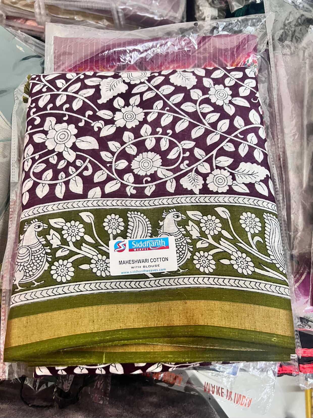 Maheshwari Cotton with Kalamkari Design Saree