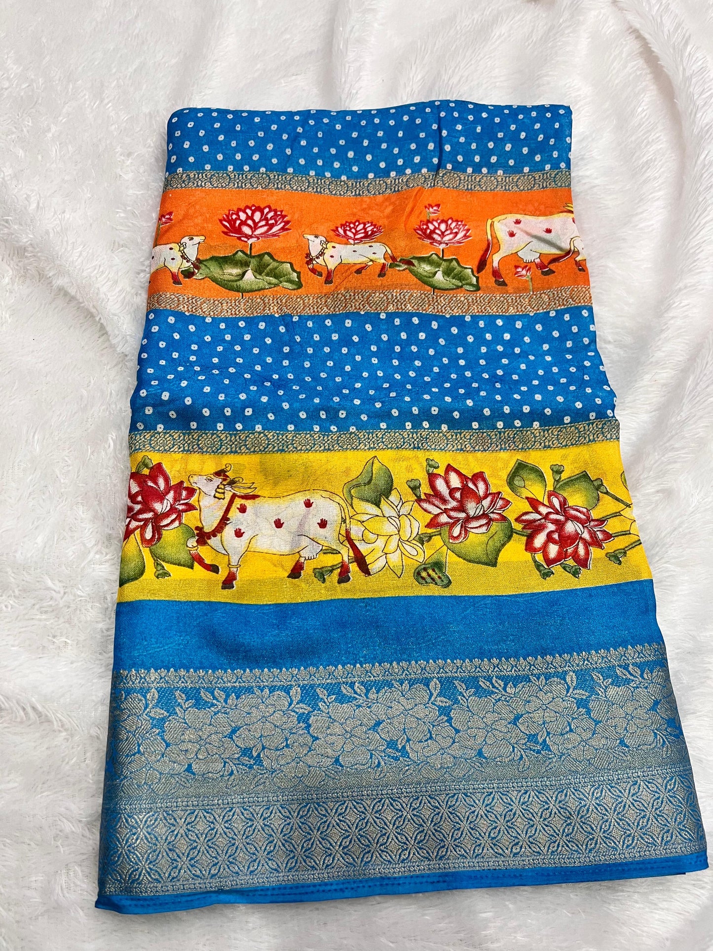 Multi Colored Mysore Crape Silk