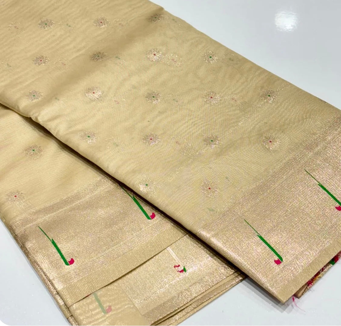 Designer Tissue Organza Paithani Saree