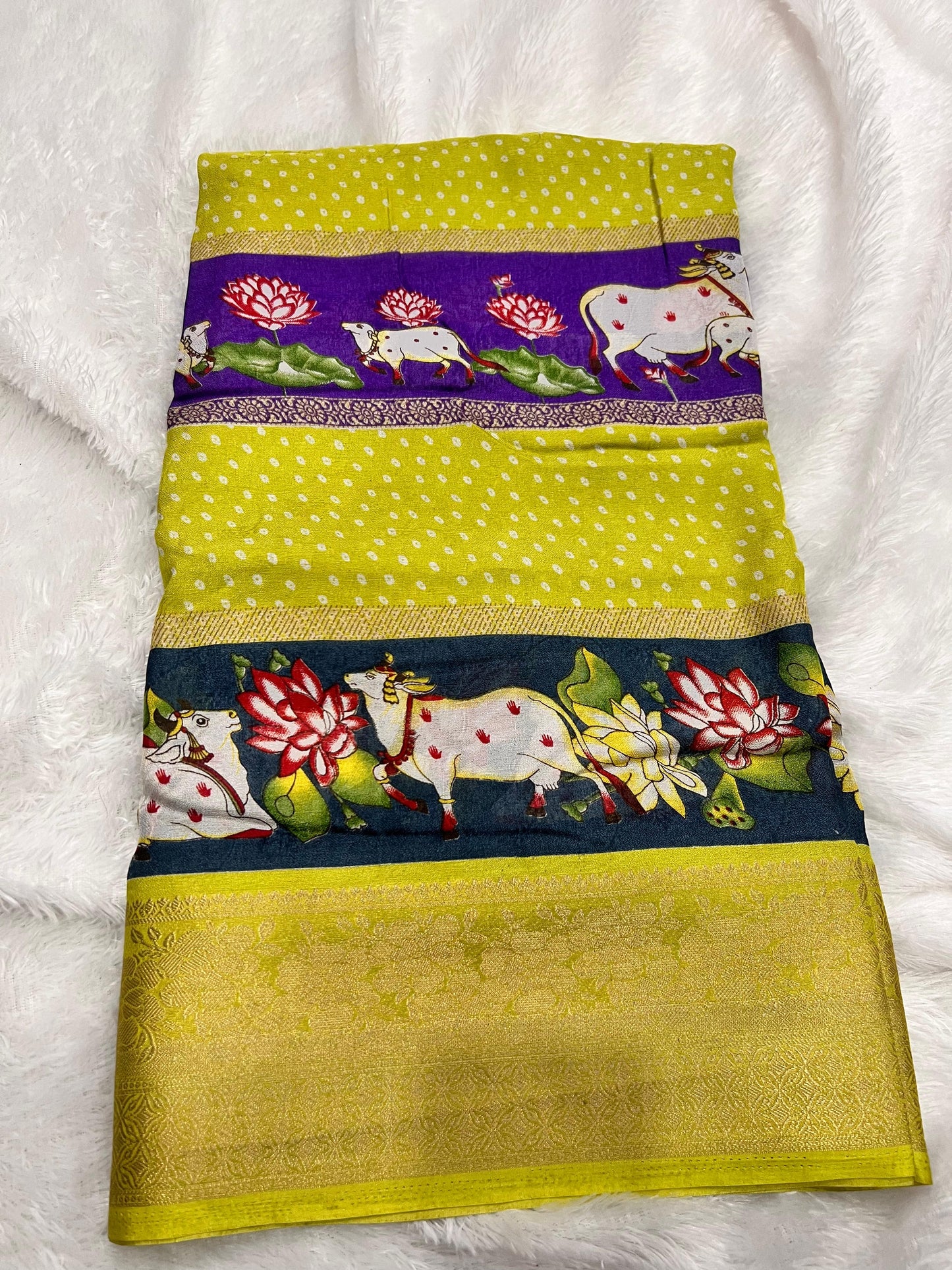 Multi Colored Mysore Crape Silk