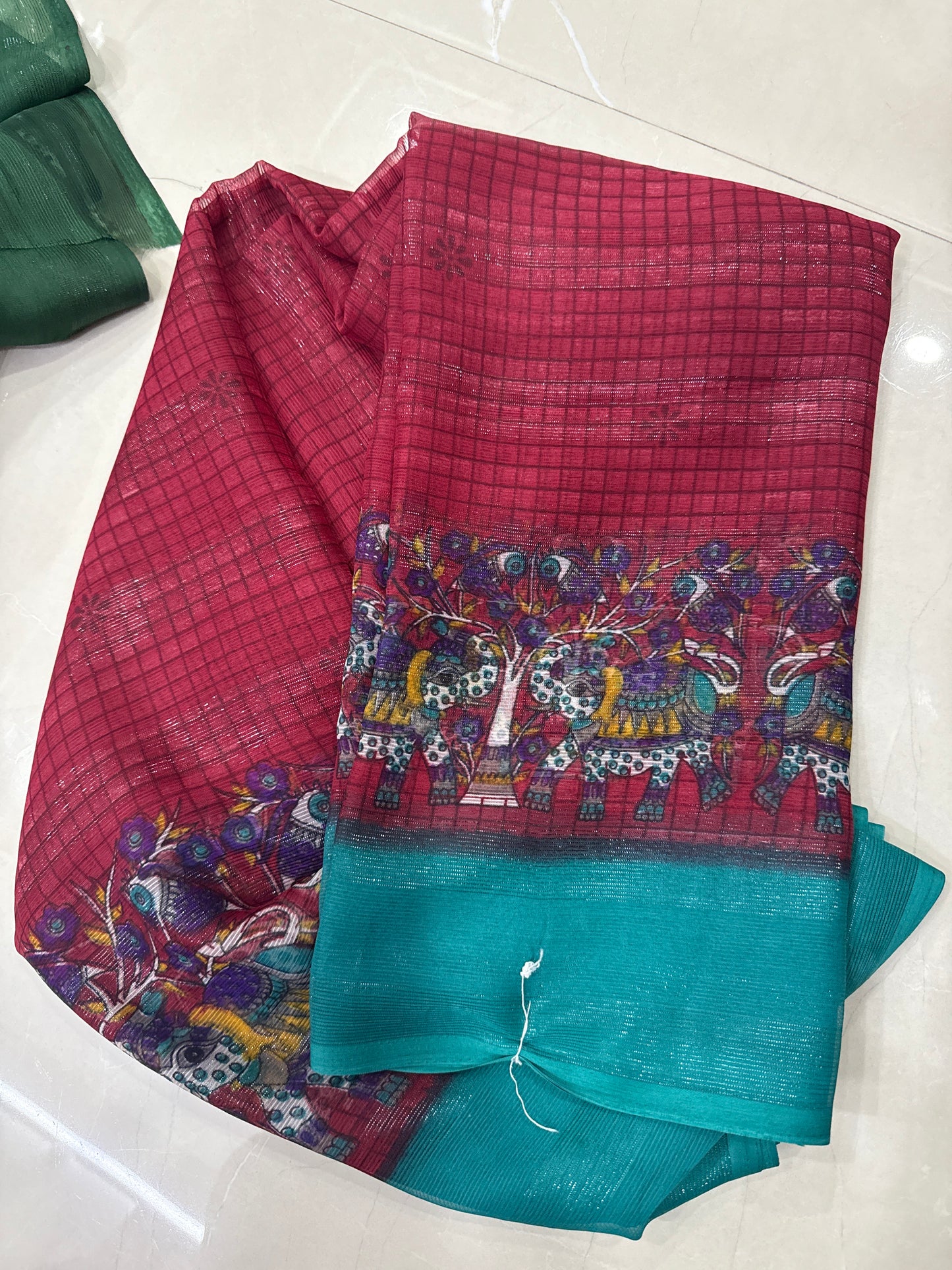 Checks with kalamkari design Saree