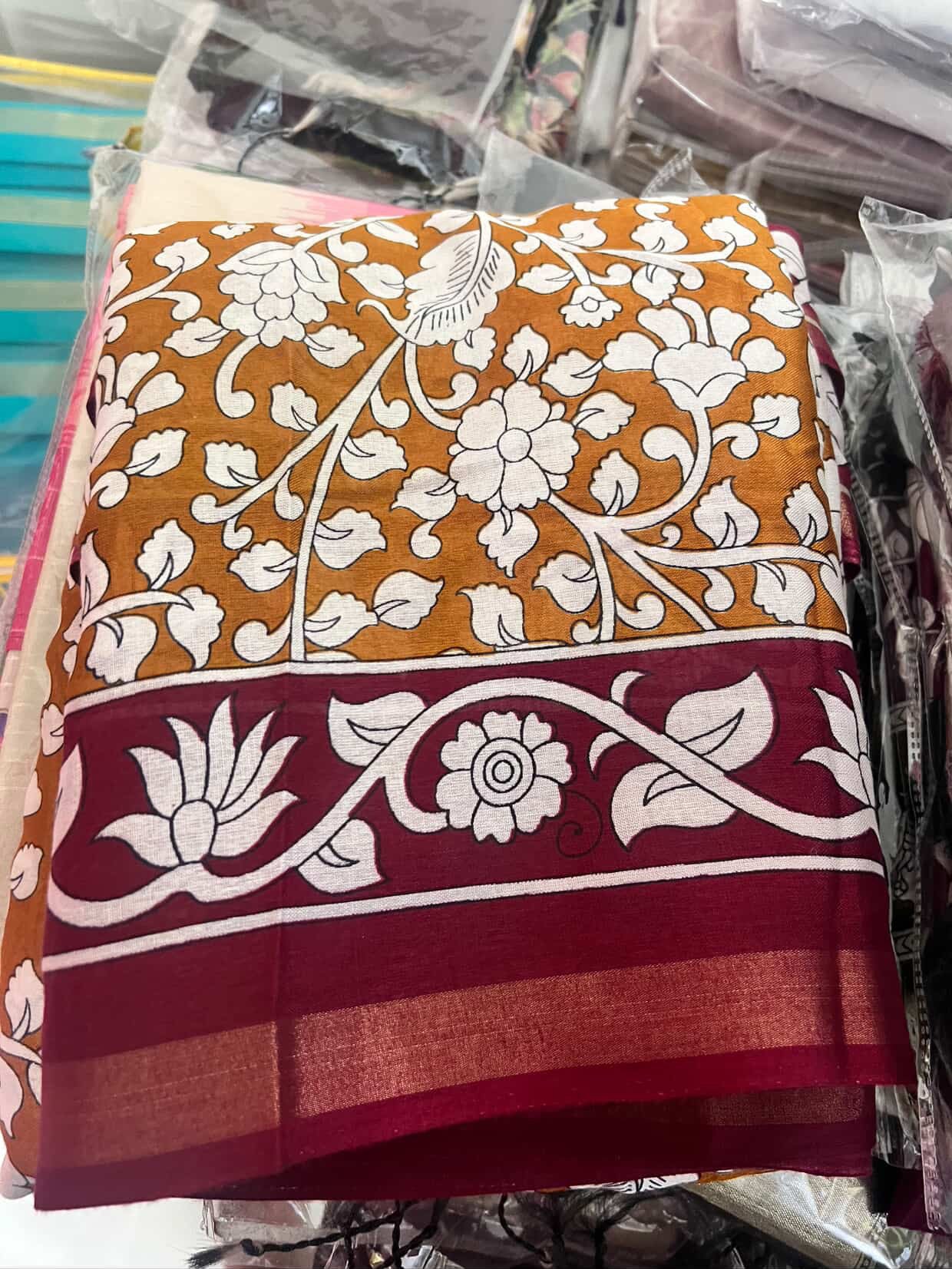 Maheshwari Cotton with Kalamkari Design Saree