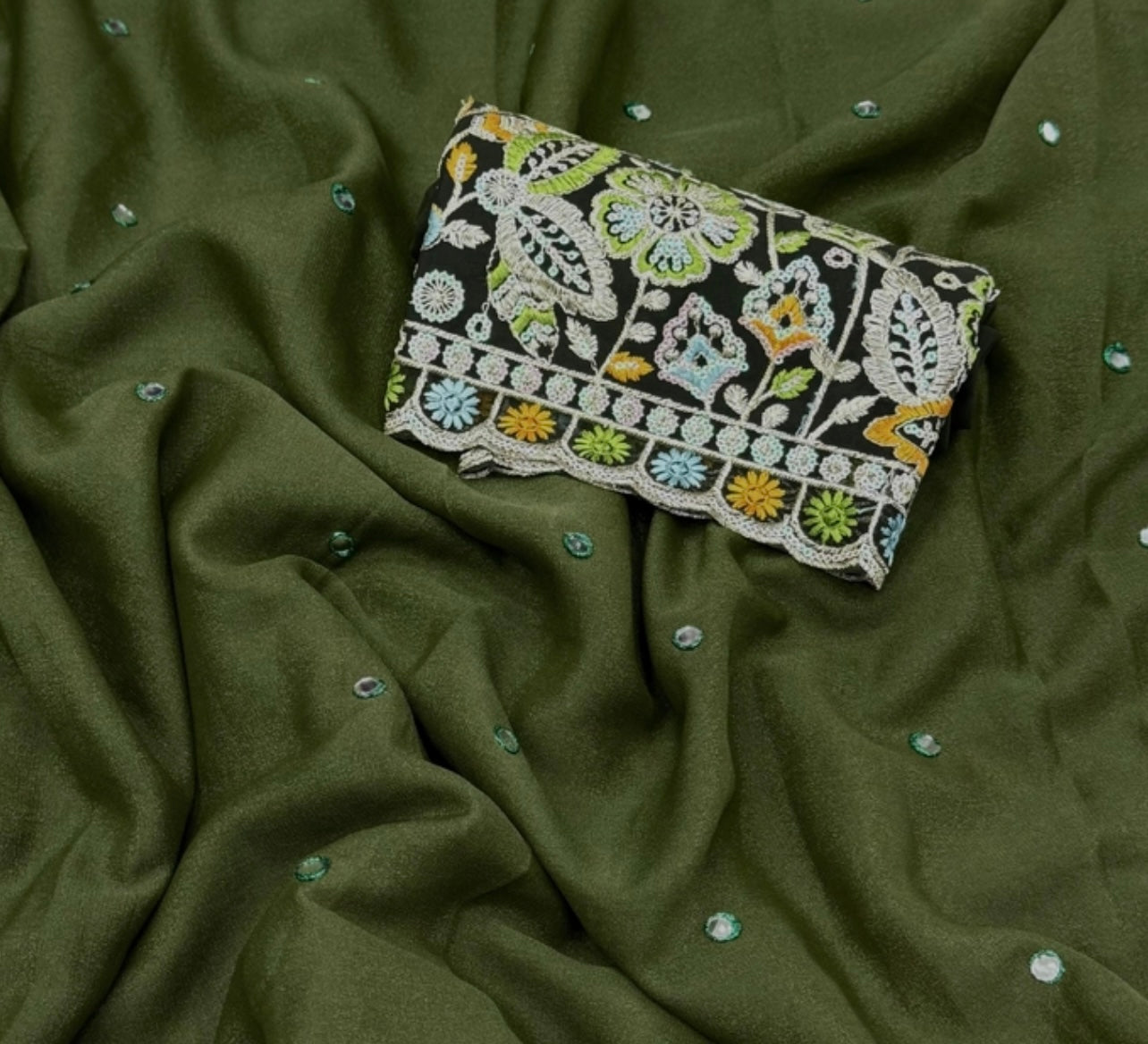 Georgette Saree with Mirror Work