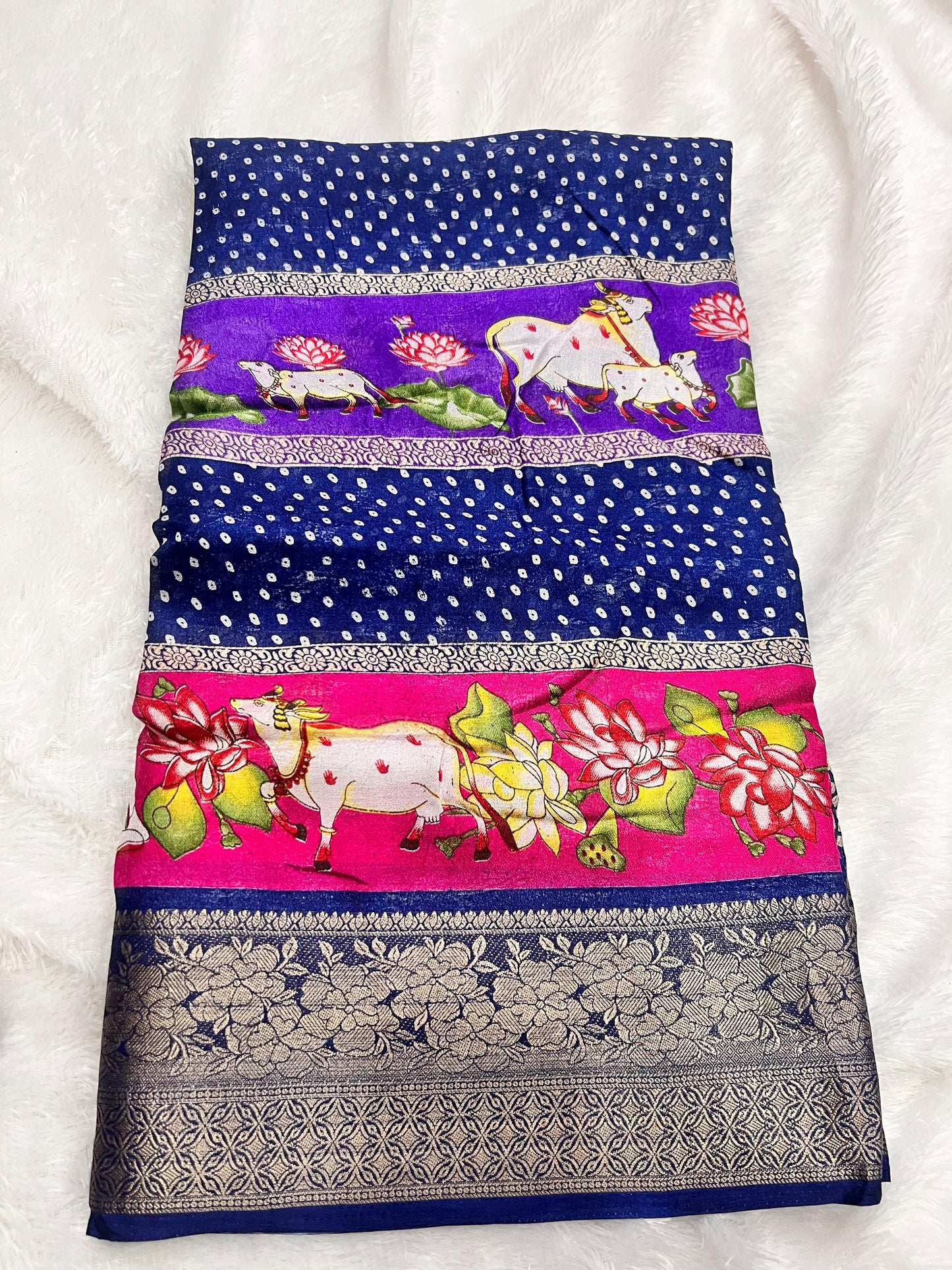 Multi Colored Mysore Crape Silk