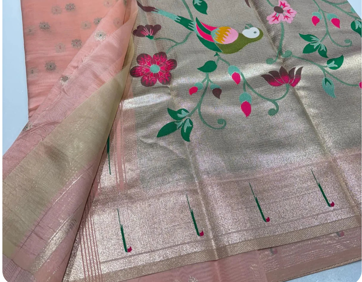 Designer Tissue Organza Paithani Saree