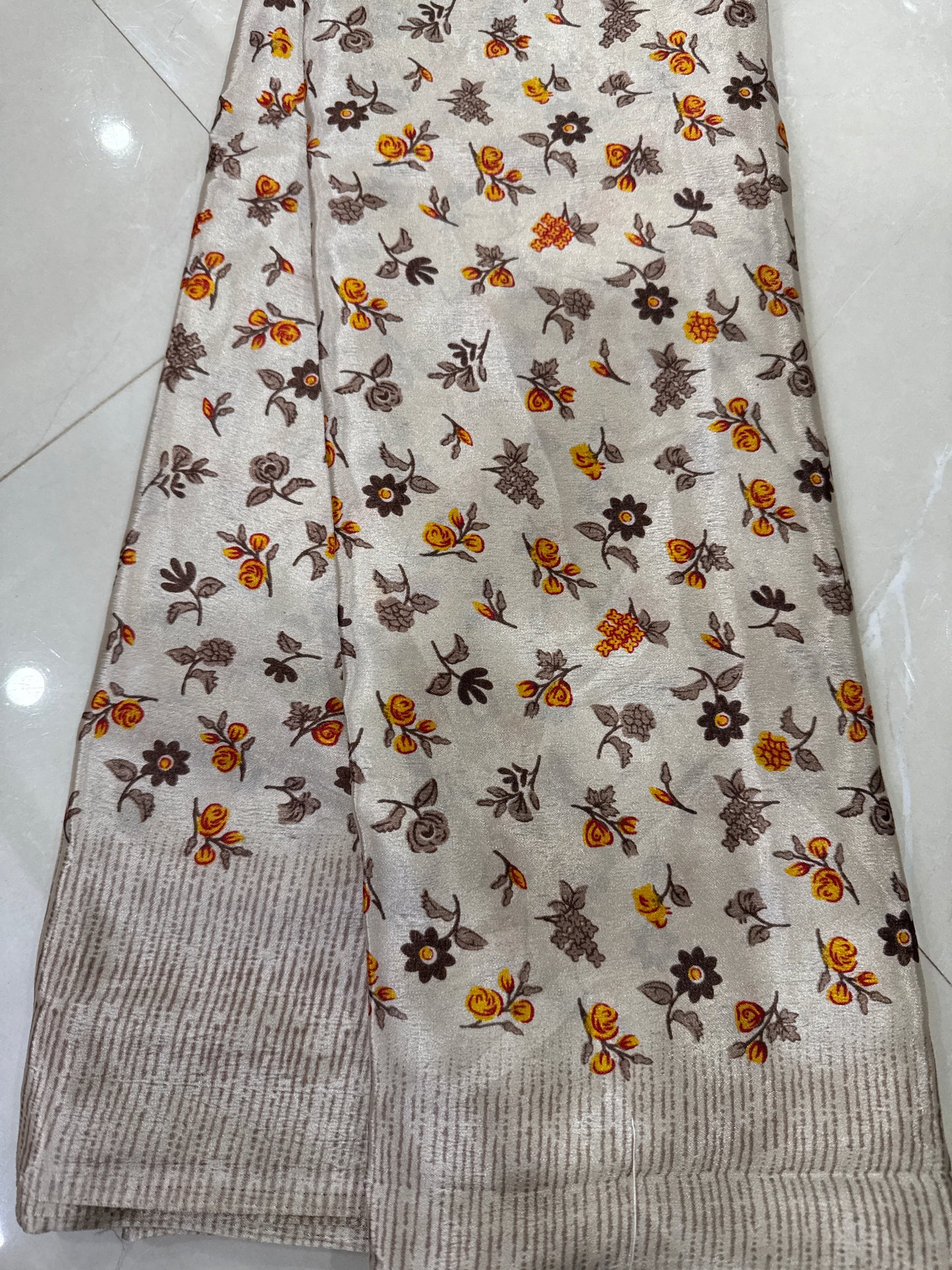 Crape Silk Saree with Floral Print