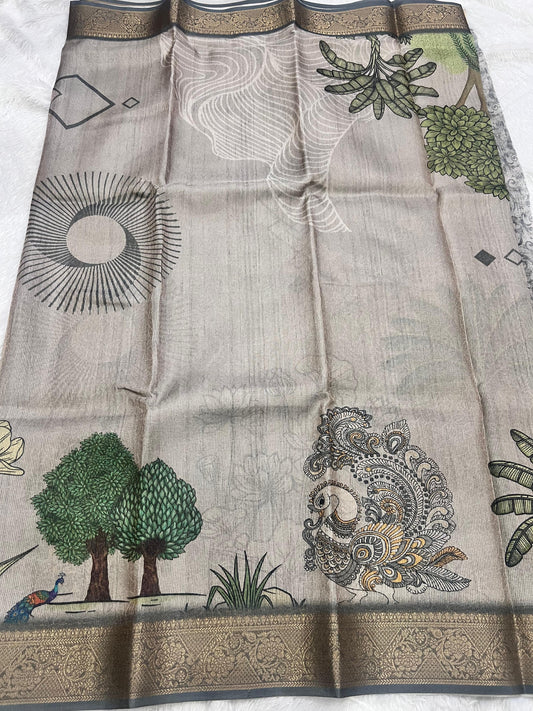 Tusser saree with Symmetric Lines