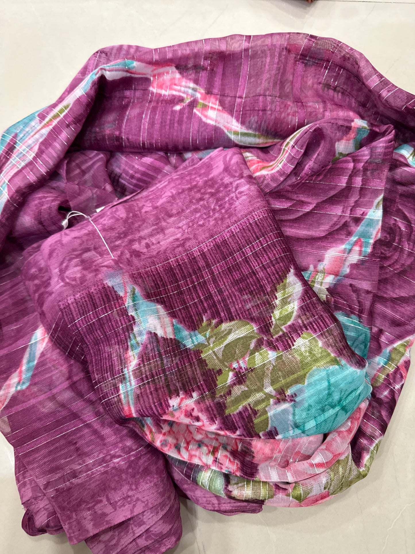 Synthetic Silk with Rose design saree