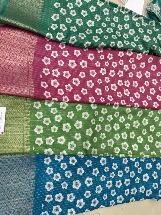 Chanderi Cotton With zari border weaving