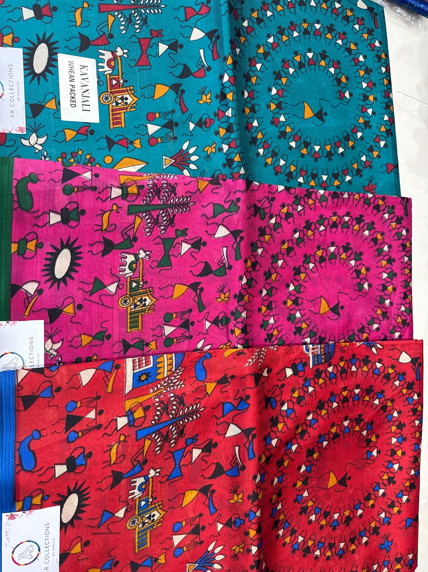 Kalamkari Printed with contrast blouse