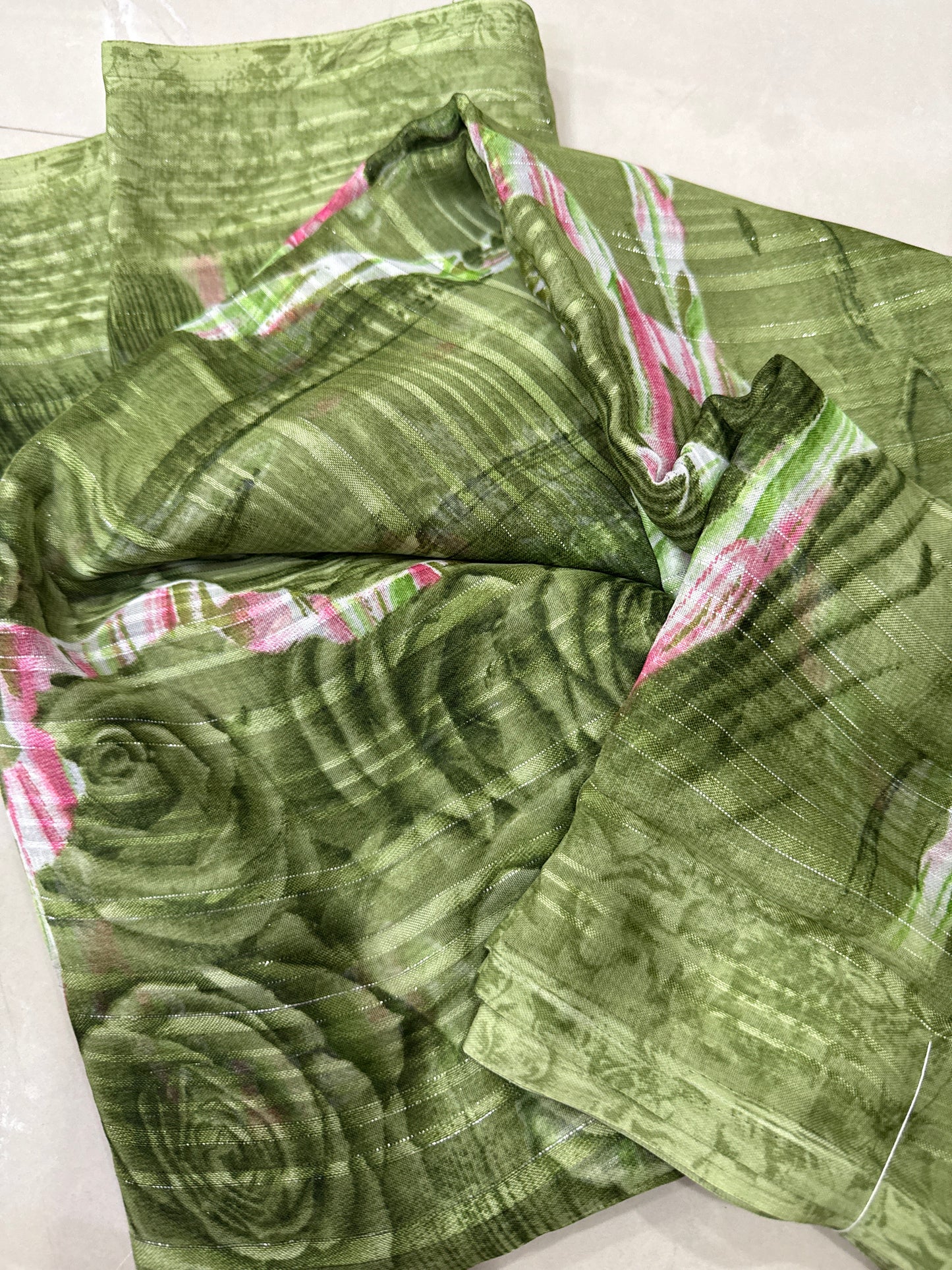 Synthetic Silk with Rose design saree