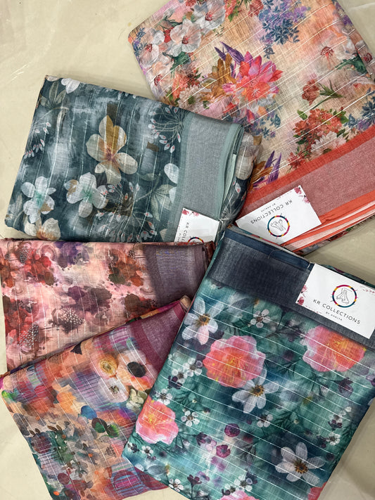 Lenin Cotton with self Blouse