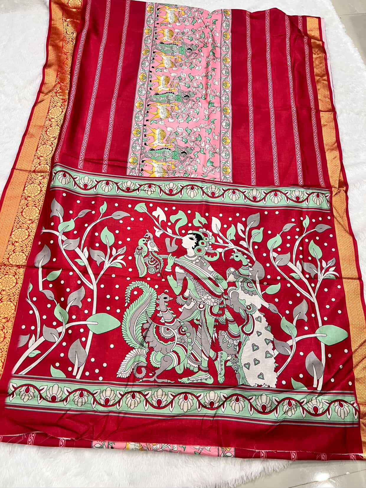 Dola Silk with Pichwai Kalamkari Print