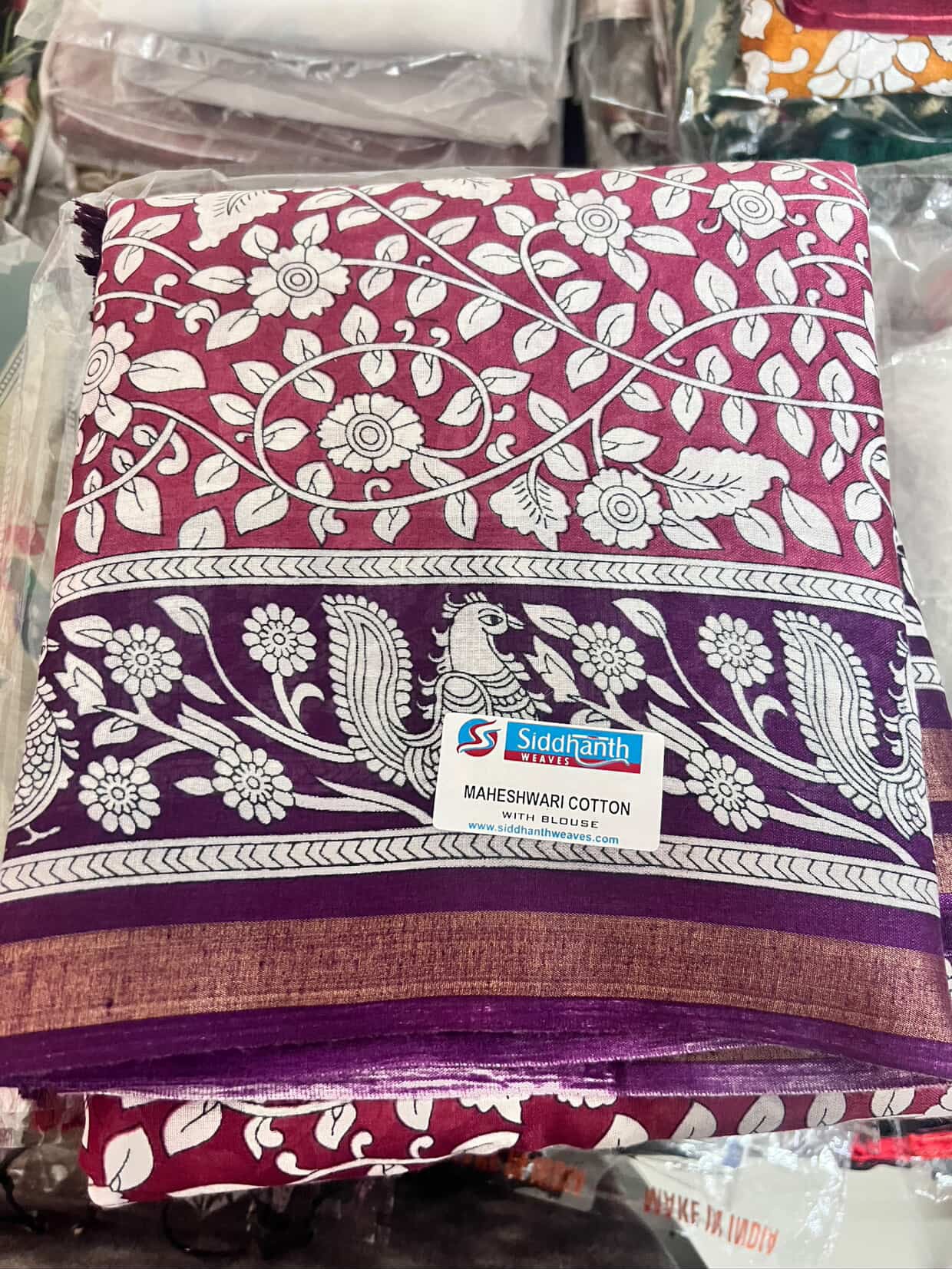Maheshwari Cotton with Kalamkari Design Saree