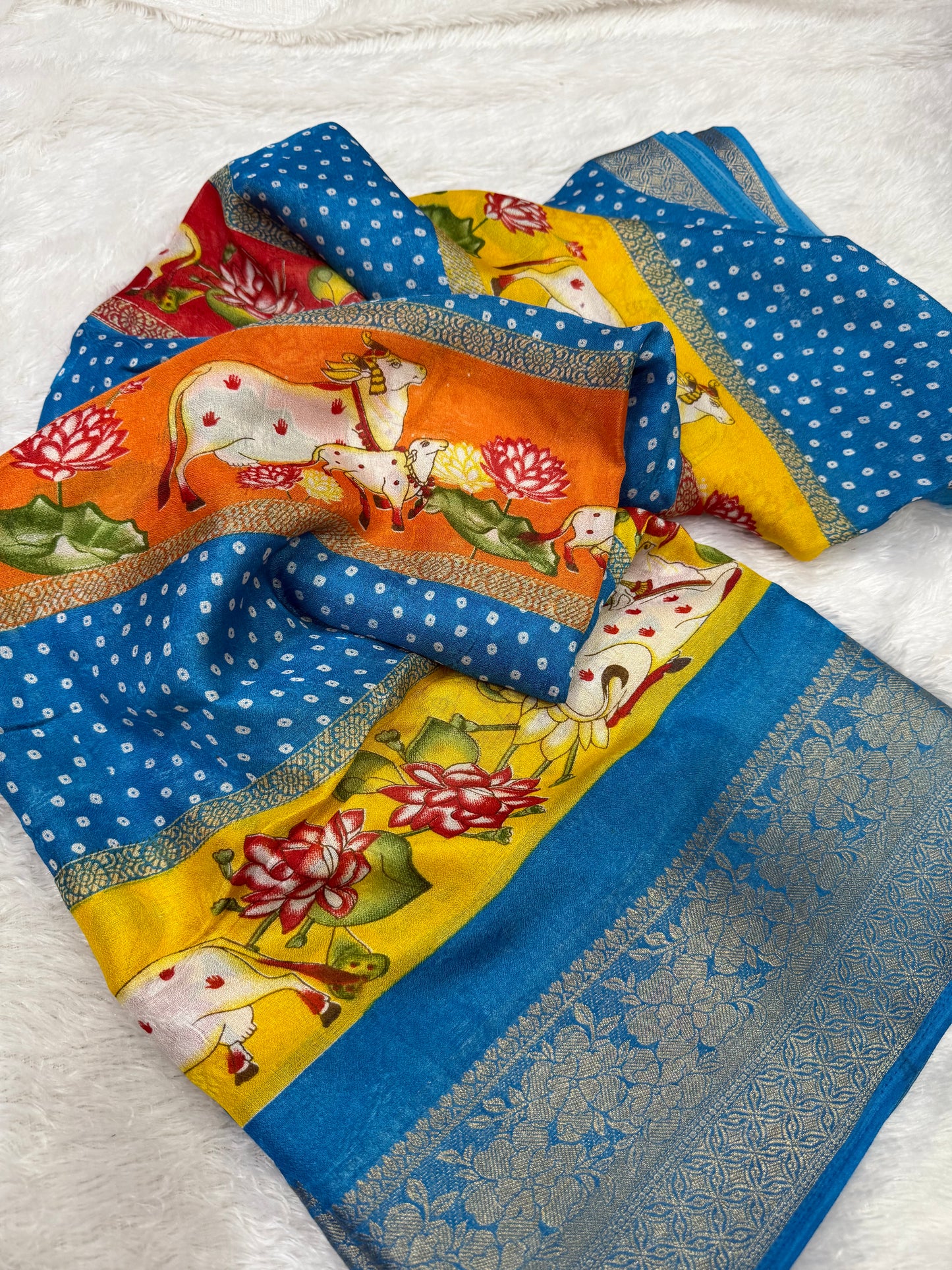 Multi Colored Mysore Crape Silk