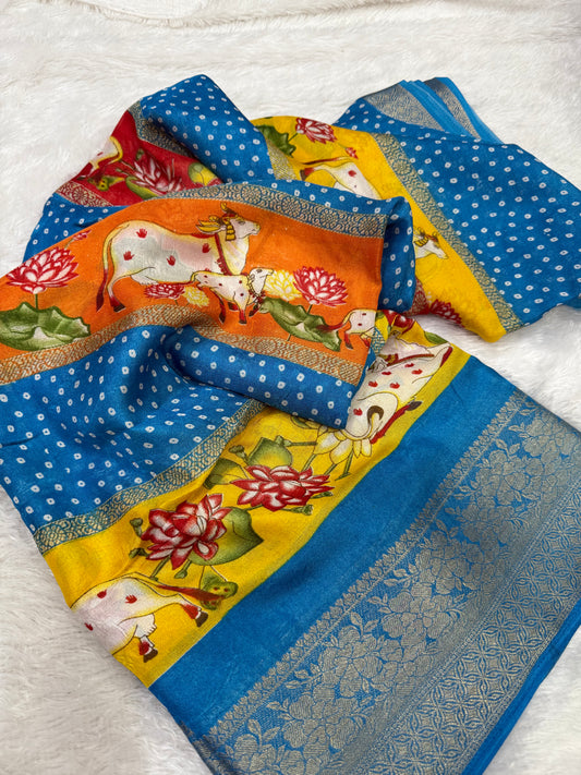 Multi Colored Mysore Crape Silk