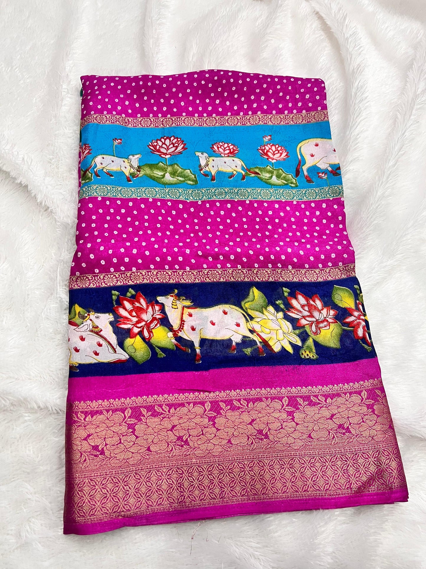 Multi Colored Mysore Crape Silk
