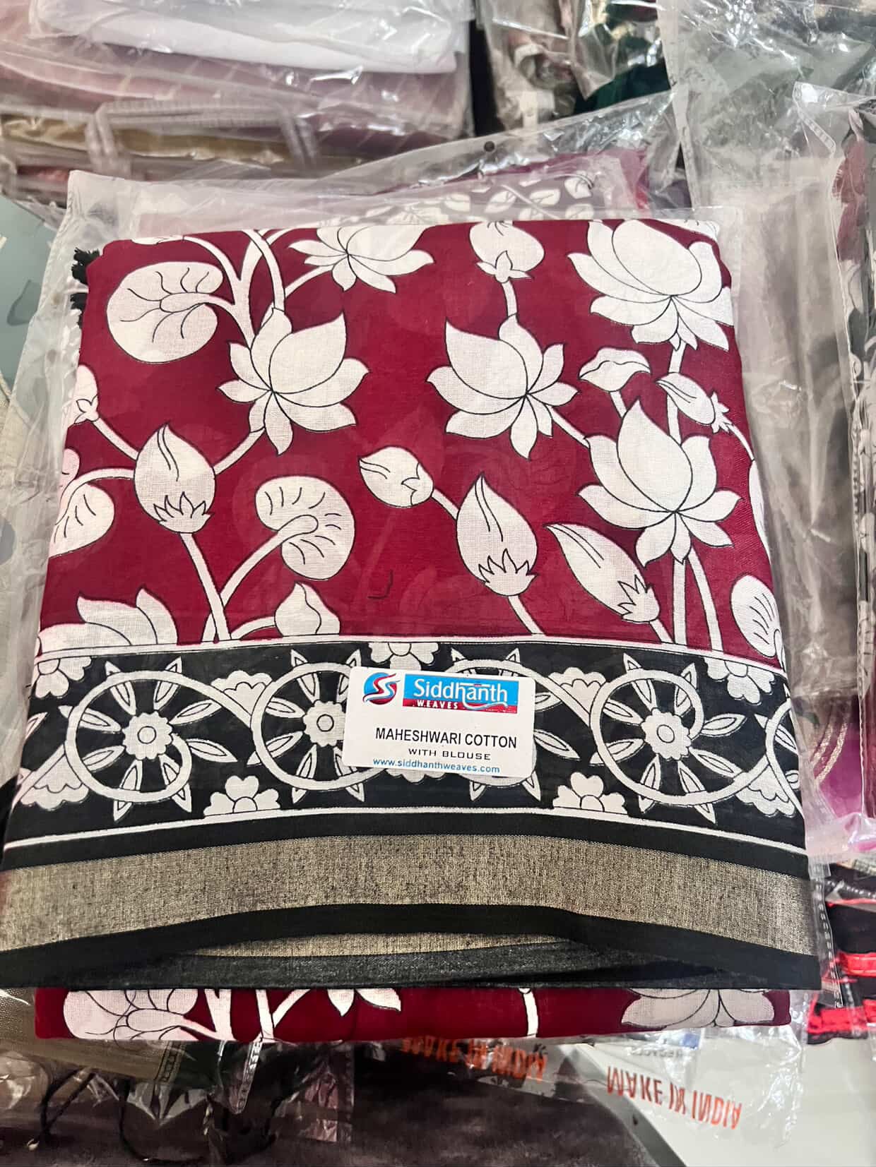 Maheshwari Cotton with Kalamkari Design Saree