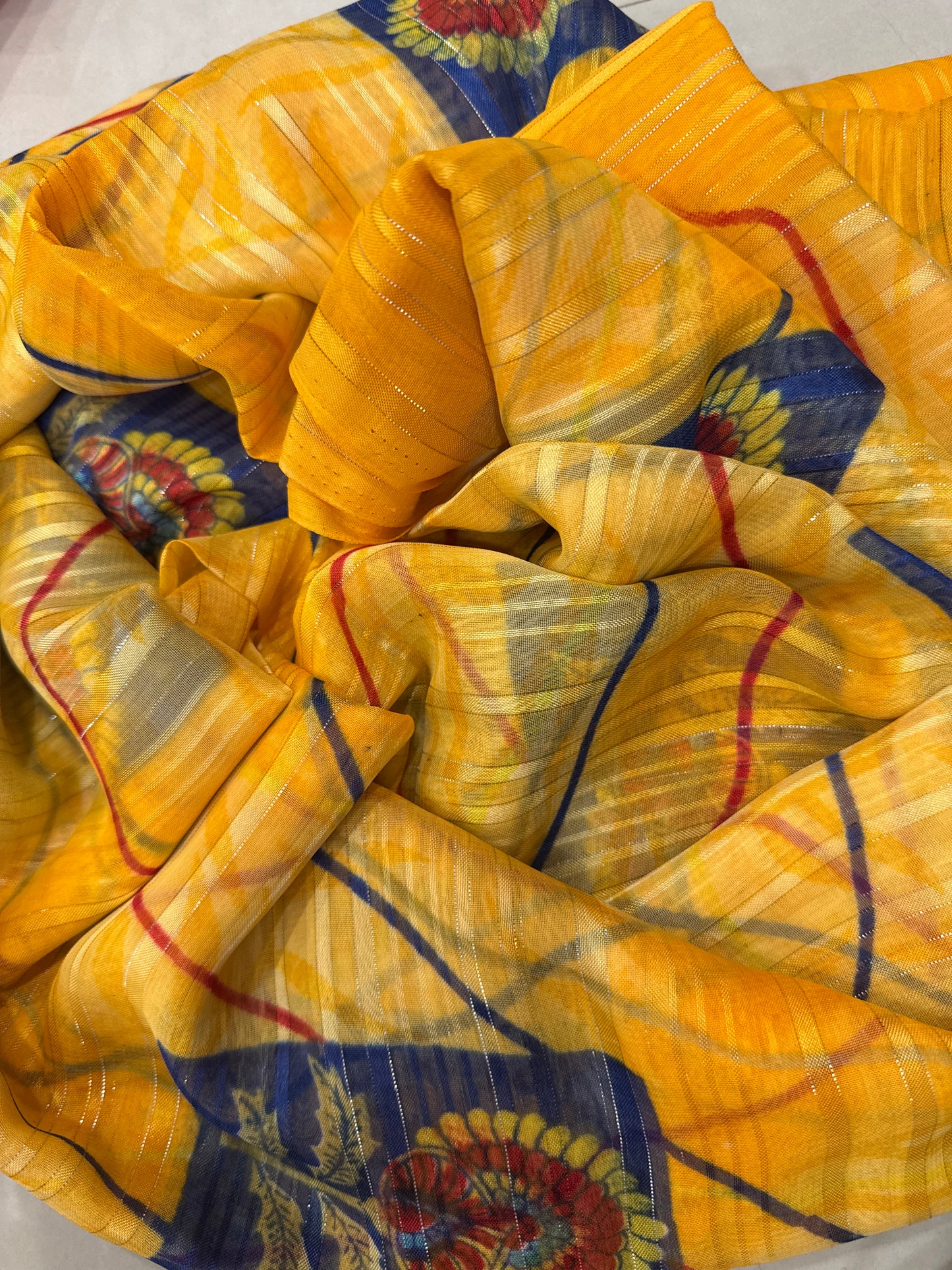 Synthetic Silk floral saree