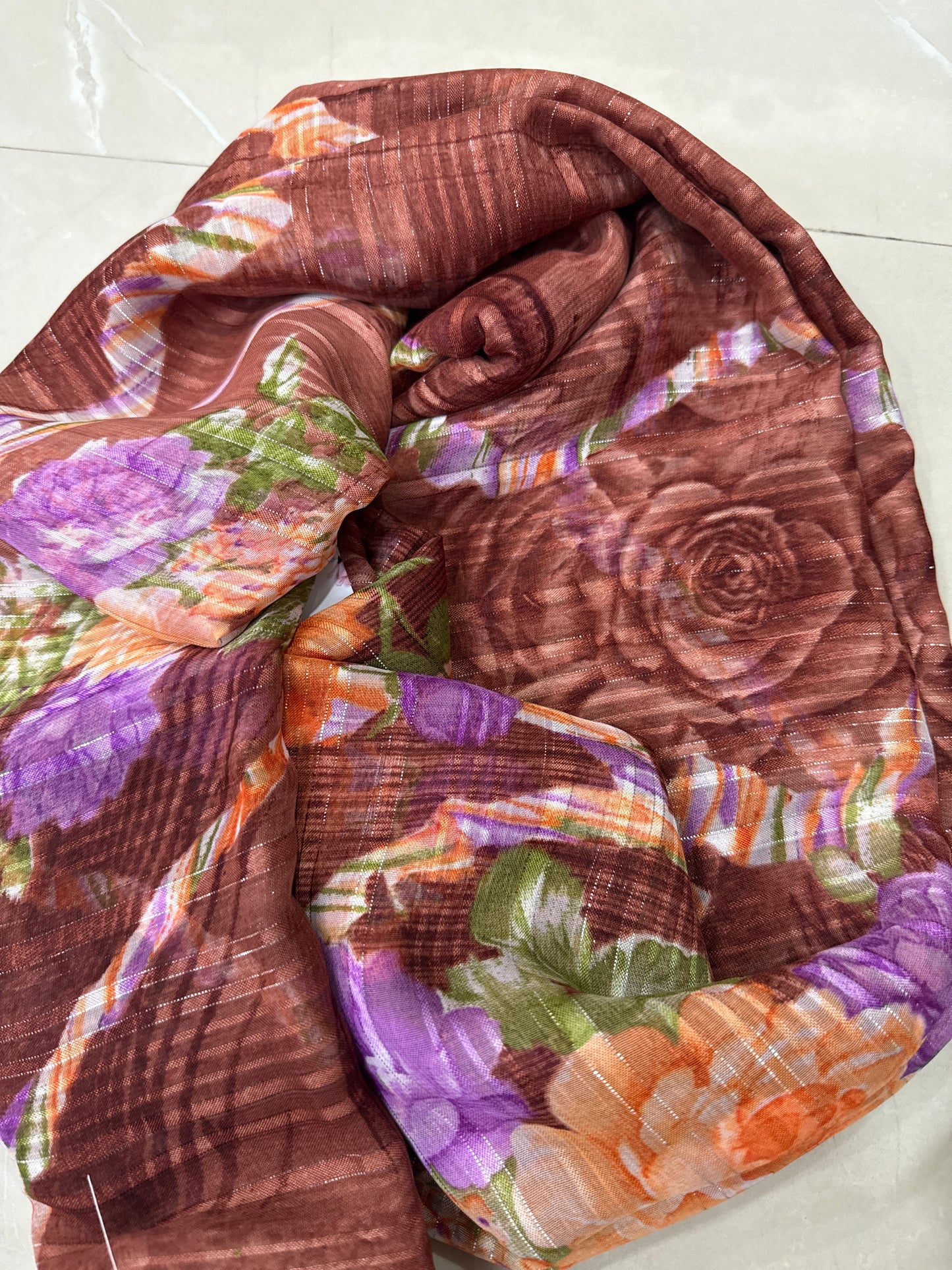 Synthetic Silk with Rose design saree