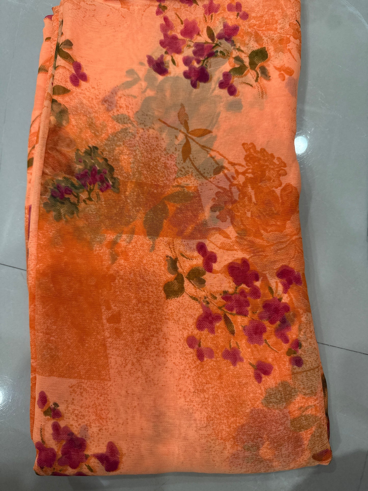 Chiffon saree with floral design