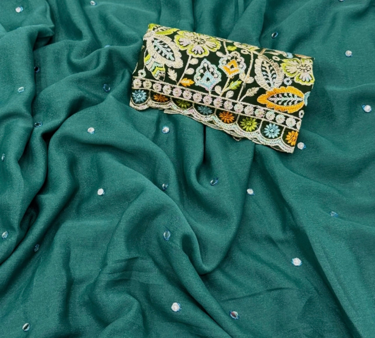 Georgette Saree with Mirror Work