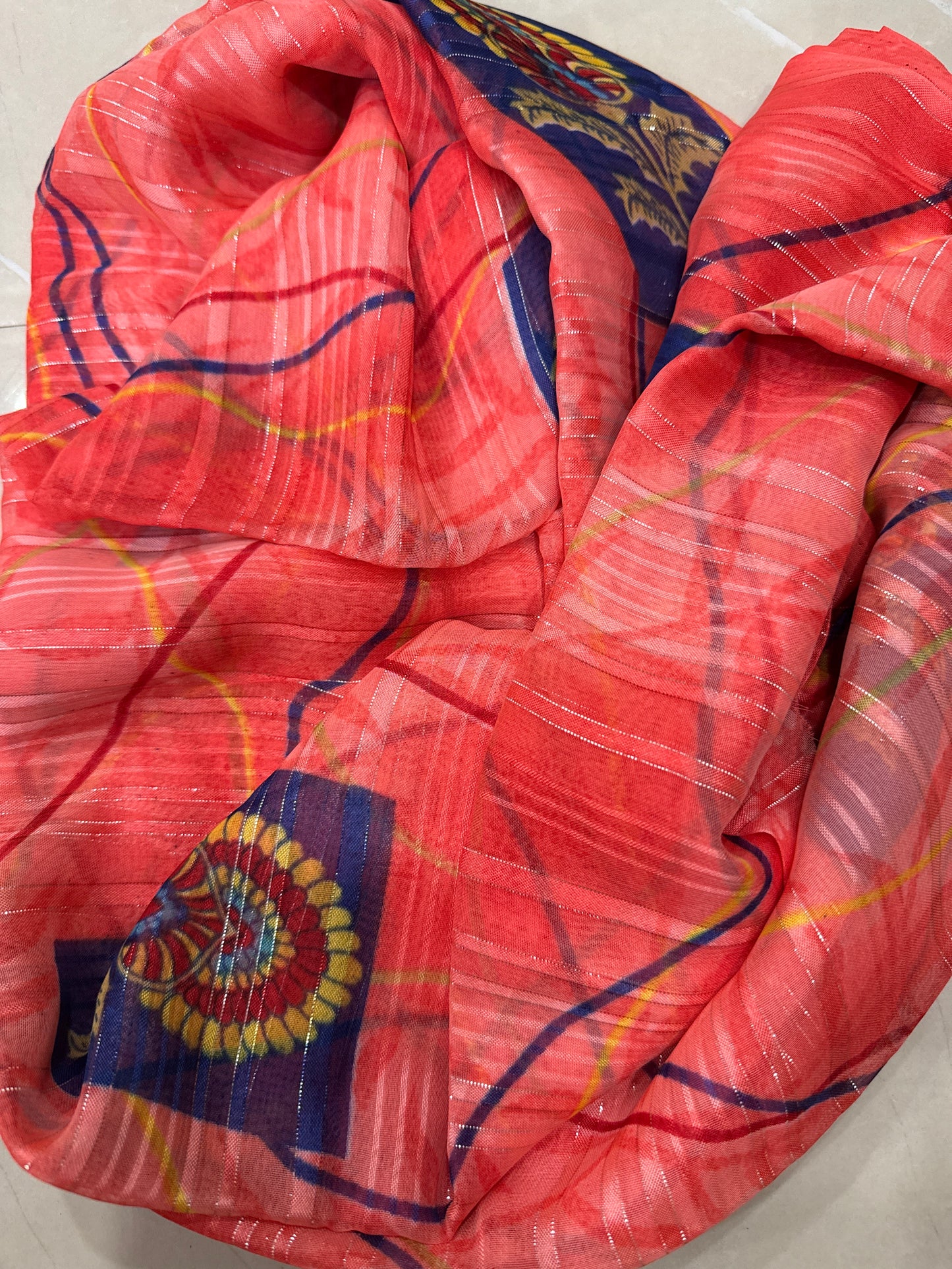Synthetic Silk floral saree