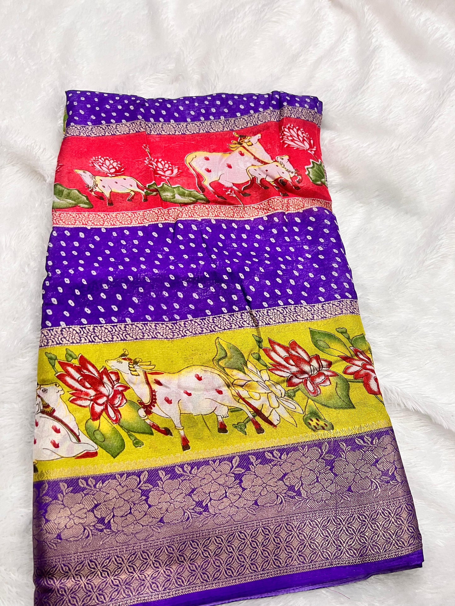 Multi Colored Mysore Crape Silk