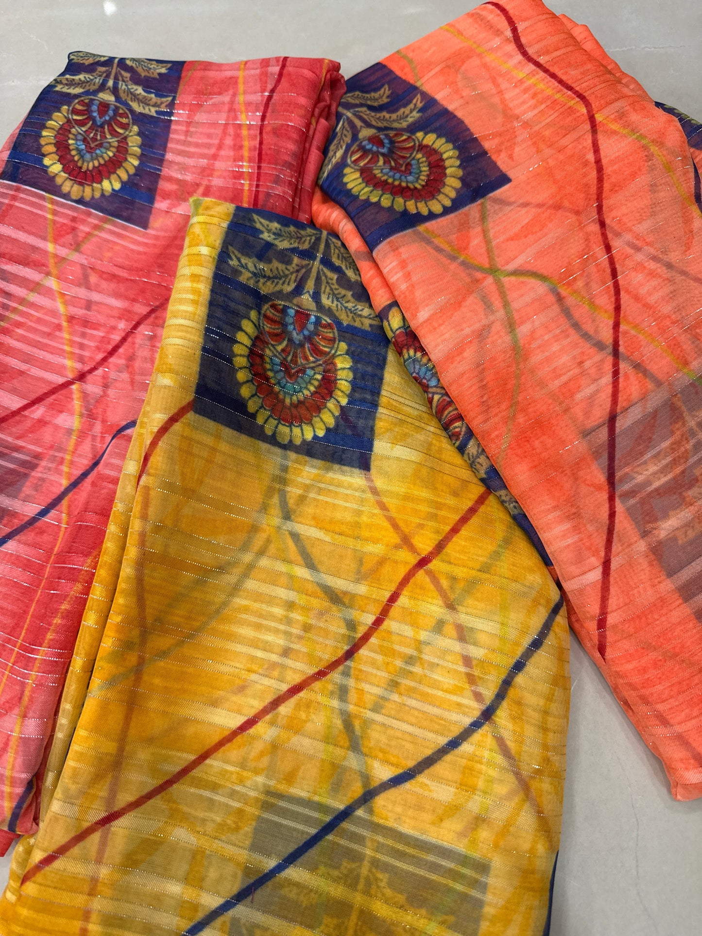 Synthetic Silk floral saree