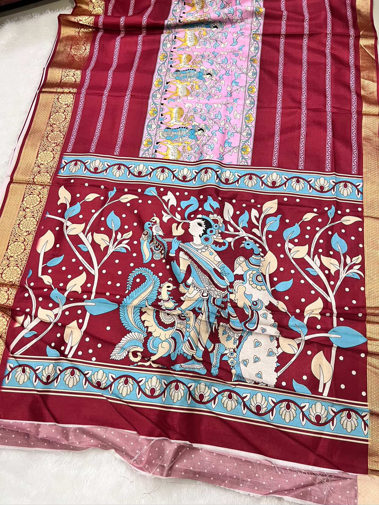 Dola Silk with Pichwai Kalamkari Print