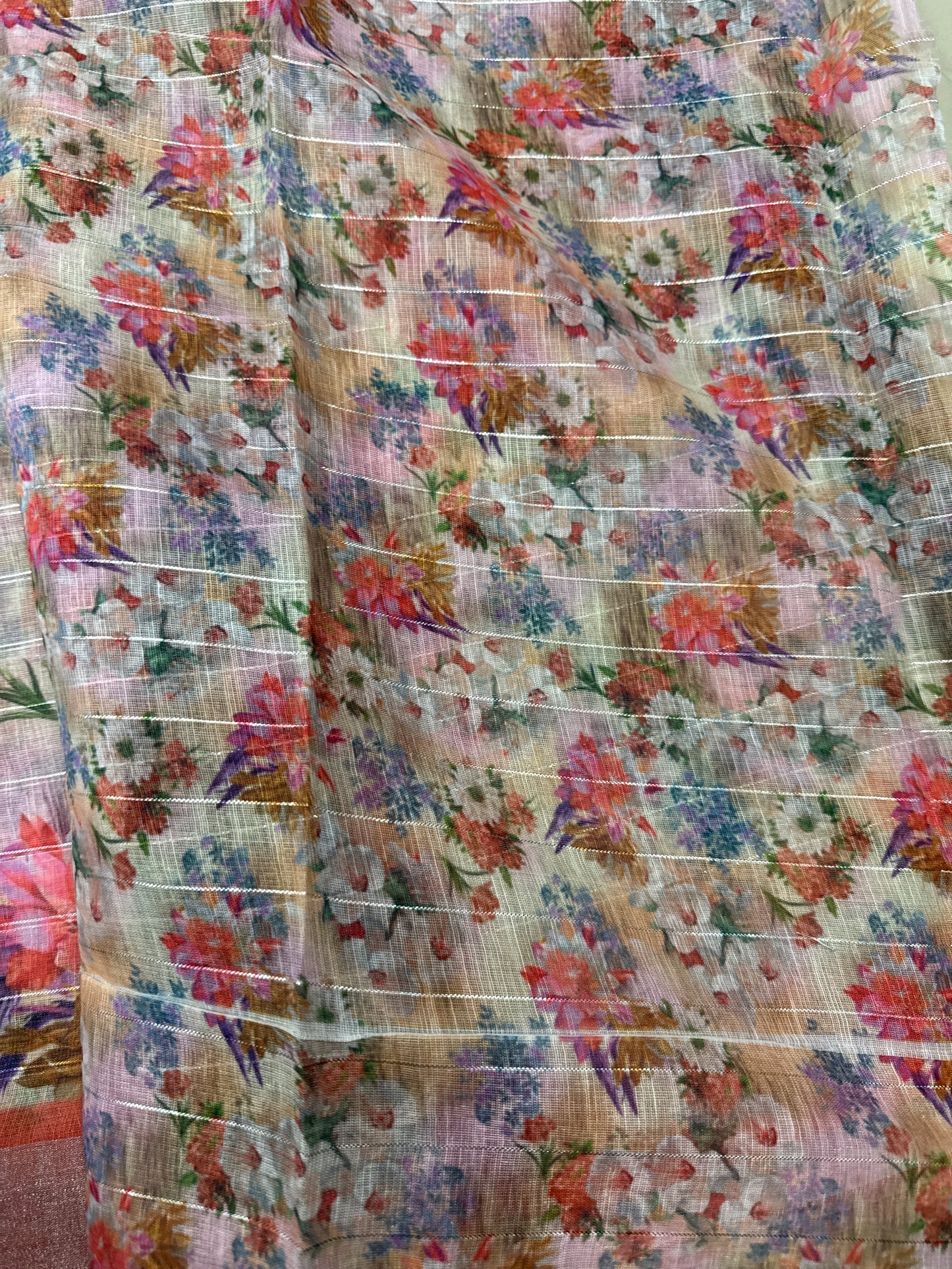 Lenin Cotton with self Blouse