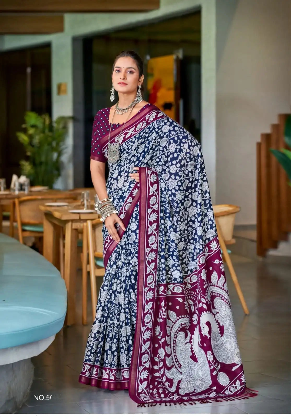 Maheshwari Cotton with Kalamkari Design Saree