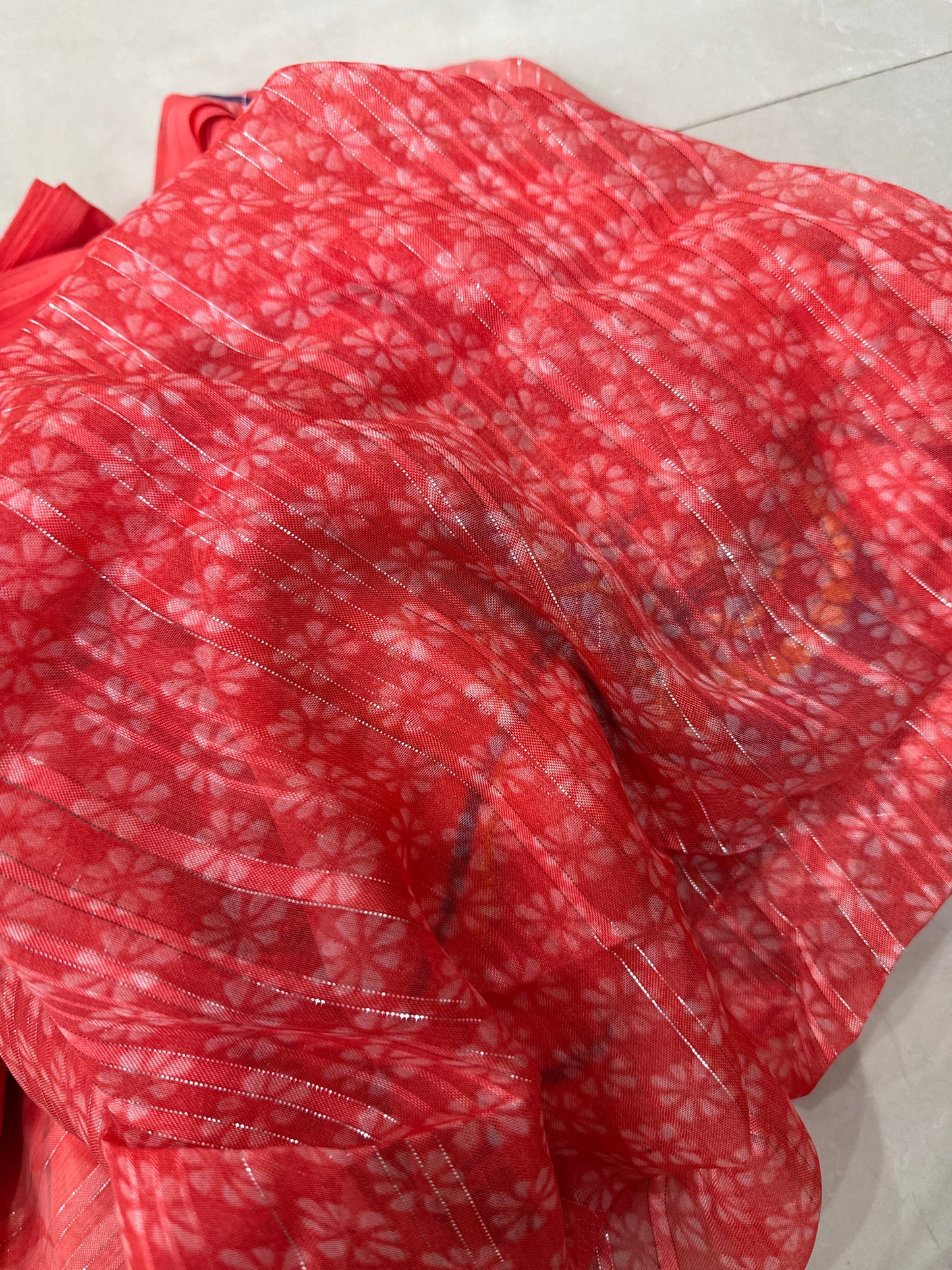 Synthetic Silk floral saree