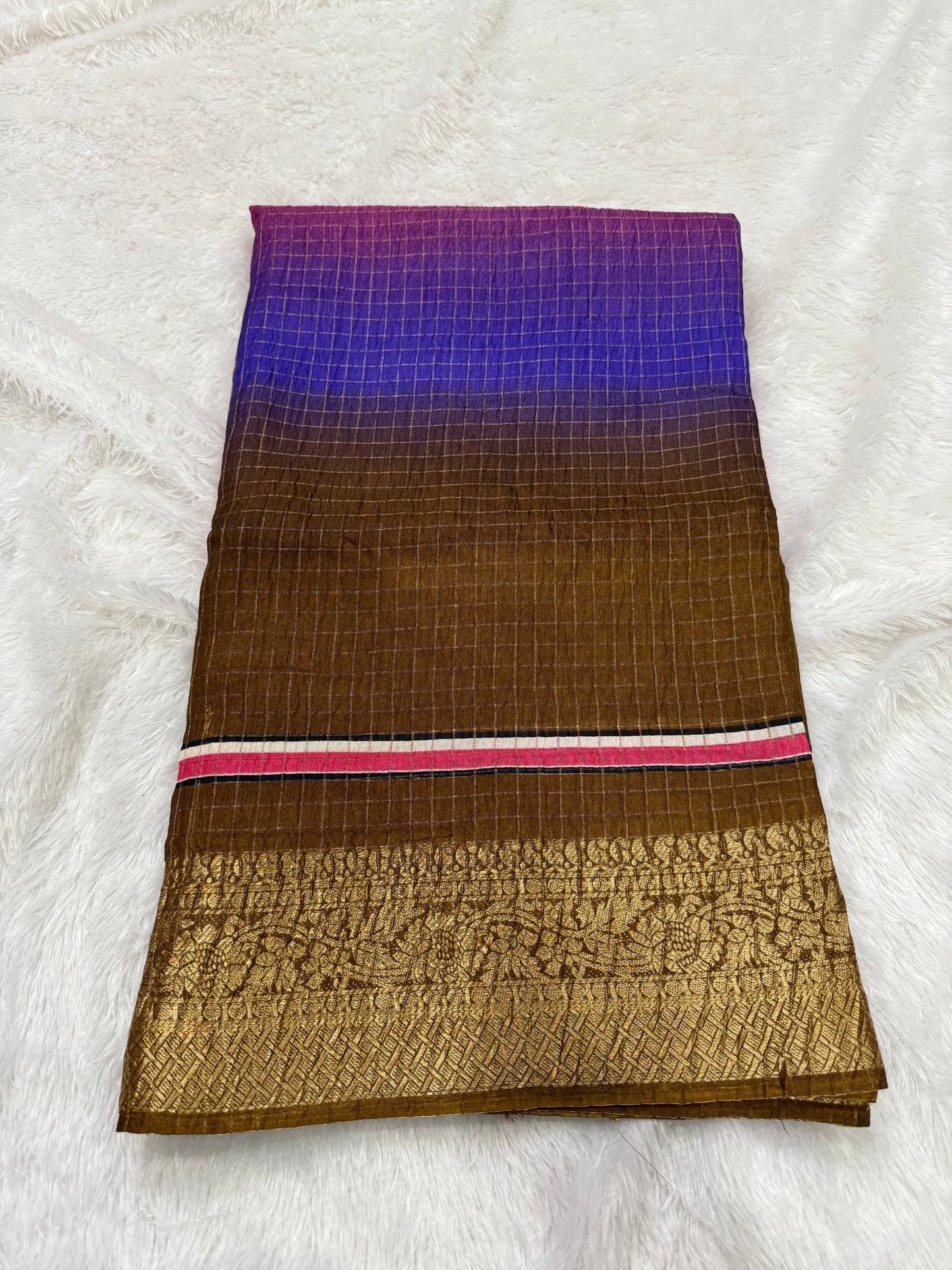 Rainbow Dola Silk Crushed Saree