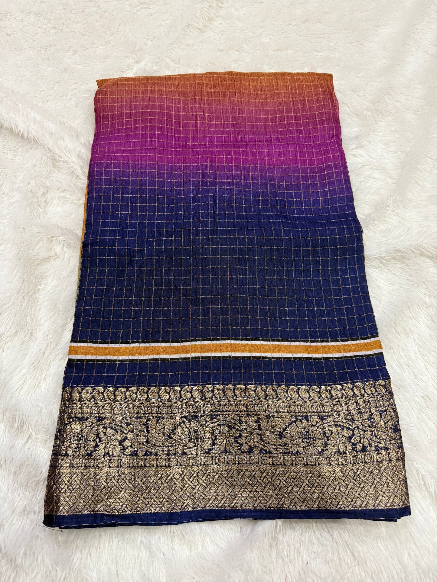 Rainbow Dola Silk Crushed Saree