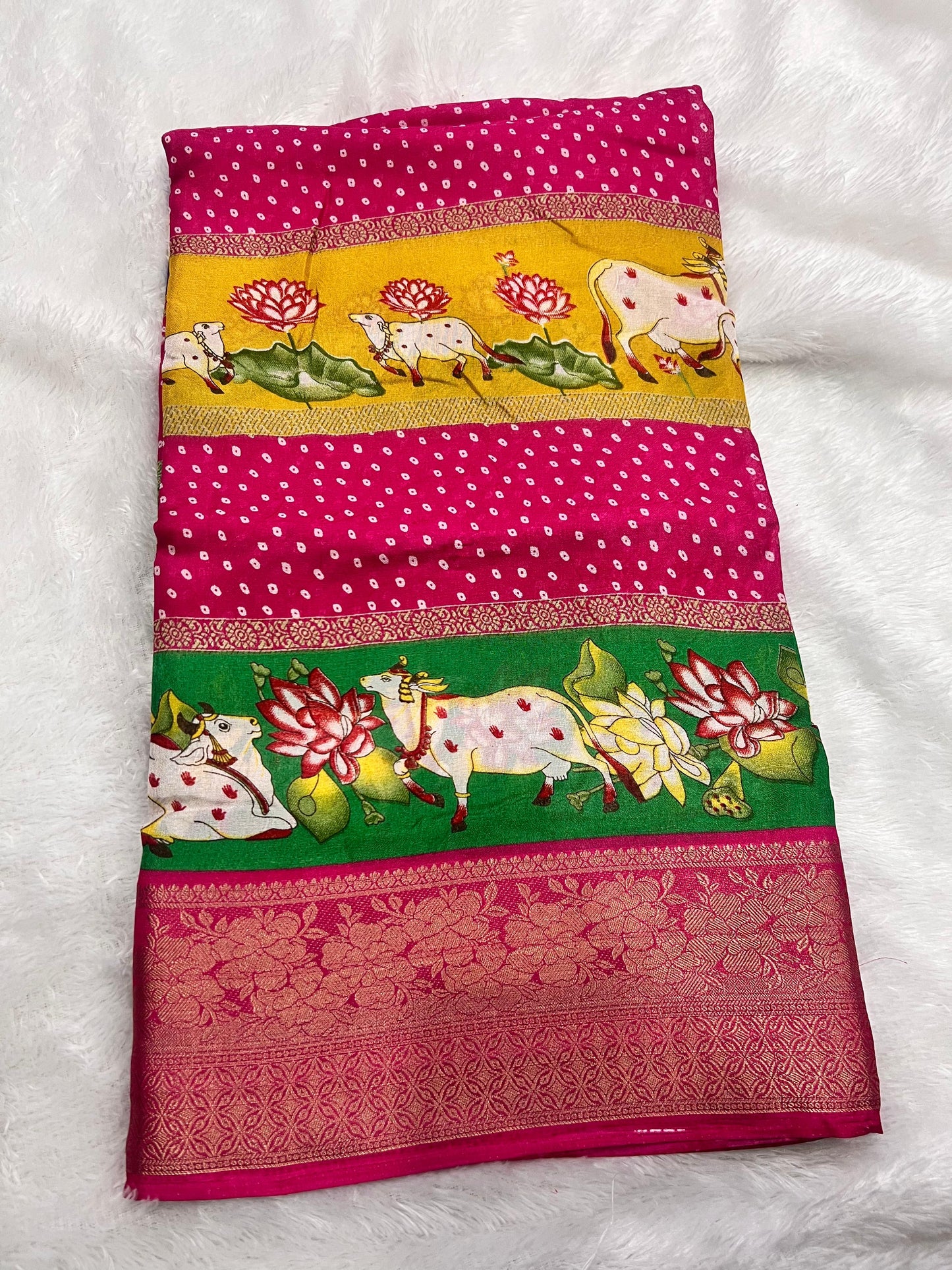 Multi Colored Mysore Crape Silk