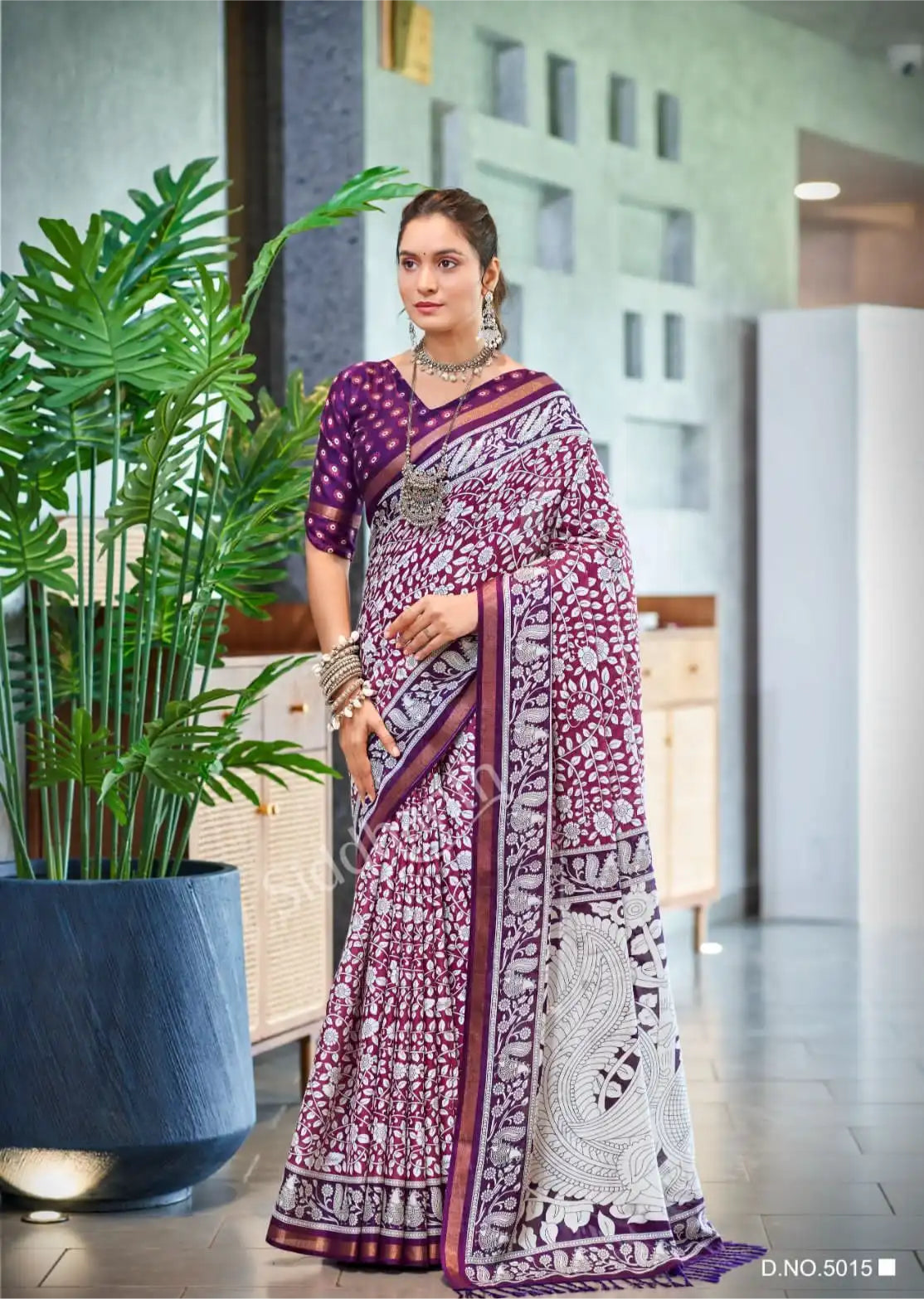 Maheshwari Cotton with Kalamkari Design Saree