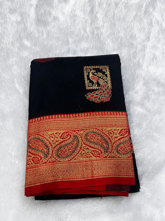 Adorable Banarasi Silk Zari Weaving Saree – Ethnic Wear with Peacock Design
